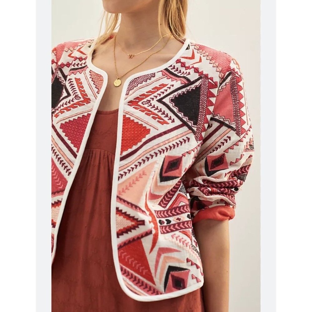 New York & Company SOHO Jacket Women's Abstract  Quilted Geometric Blazer Sz 2XL